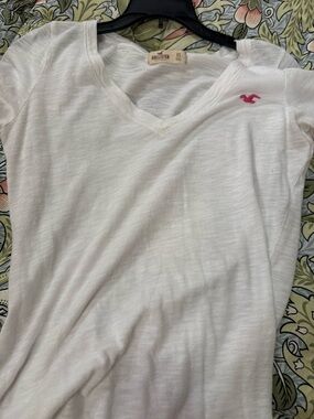 Hollister White Top with Pink and Green Floral Print